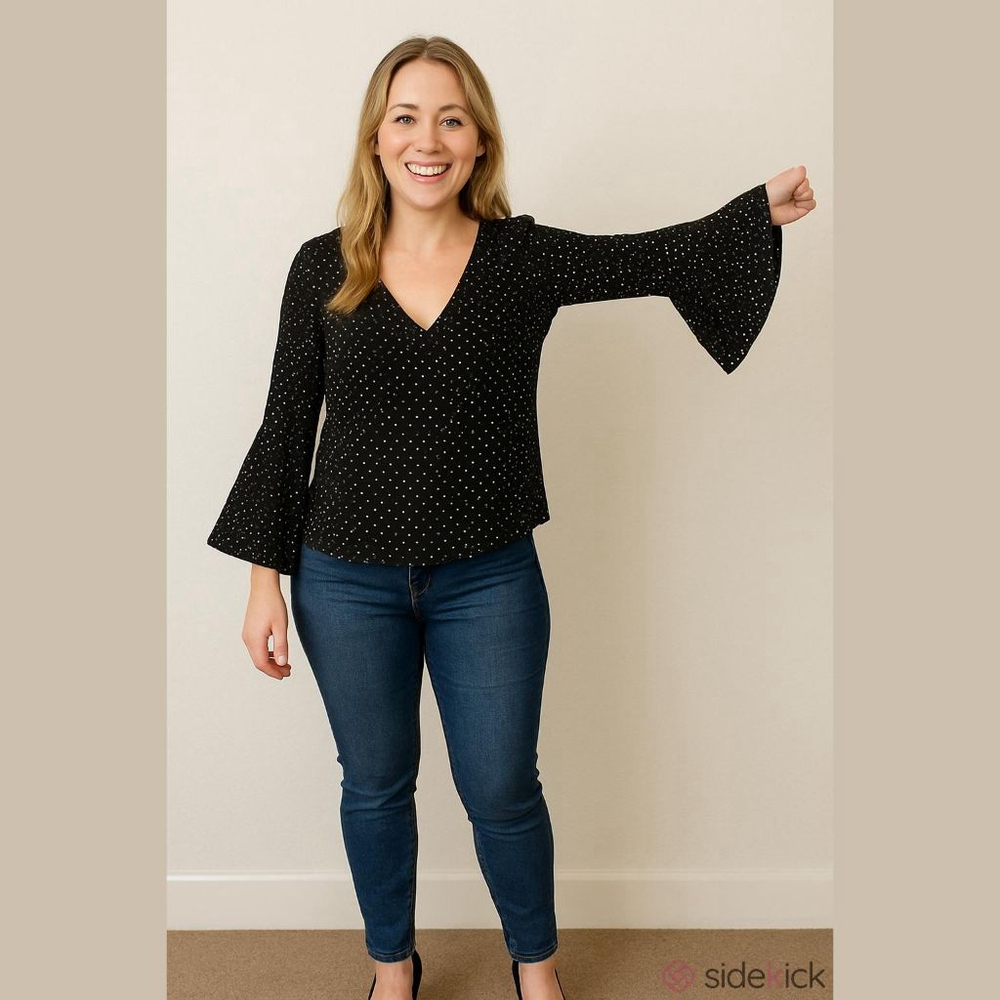 Mittoshop V-Neck Polka Dot Blouse M